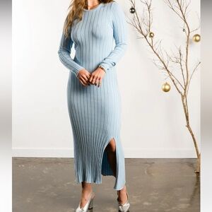 ABLE Bridget Knit Midi Dress - Clear Sky